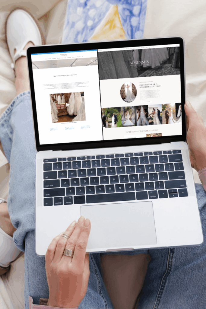 A side-by-side mockup comparison of cluttered vs. clean website layouts—illustrating before-and-after clarity in user experience.